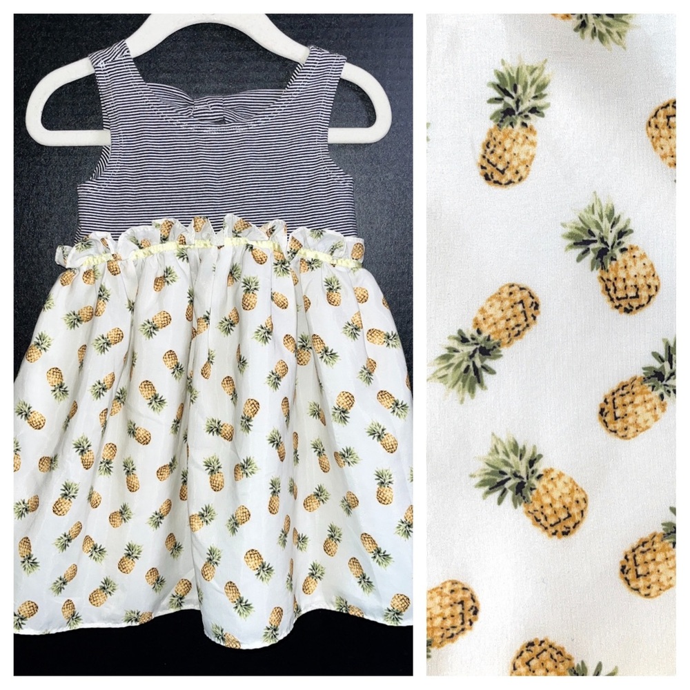 🍍Pastourelle by Pippa & Julie dress, B&W striped top with pineapple print skirt